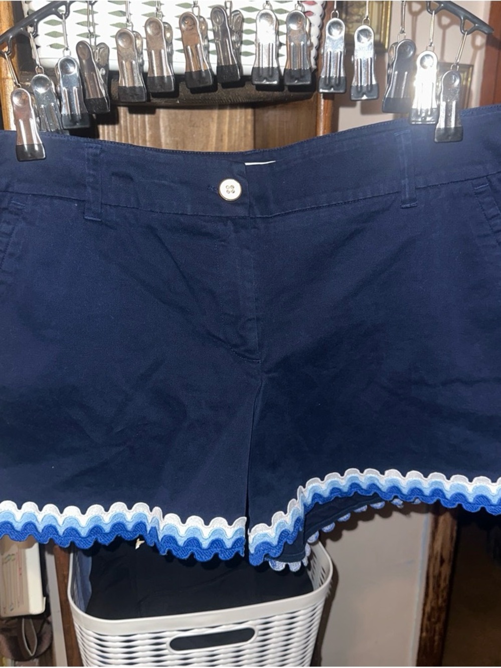 crown & ivy Navy Scallop Trim Shorts